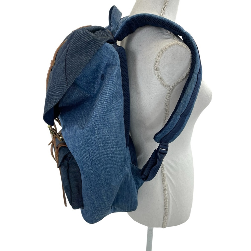 Herschel Supply Company Two-Tone Denim Backpack with Brown Straps - Picture 3 of 16